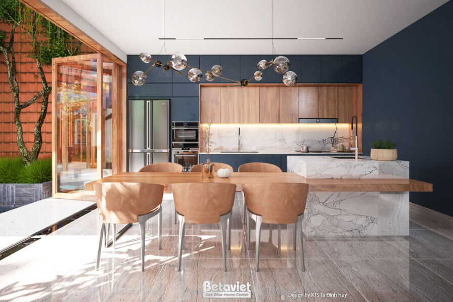 Mẫu nội thất phòng bếp biệt thự liền kề Tropical Modern NT24554